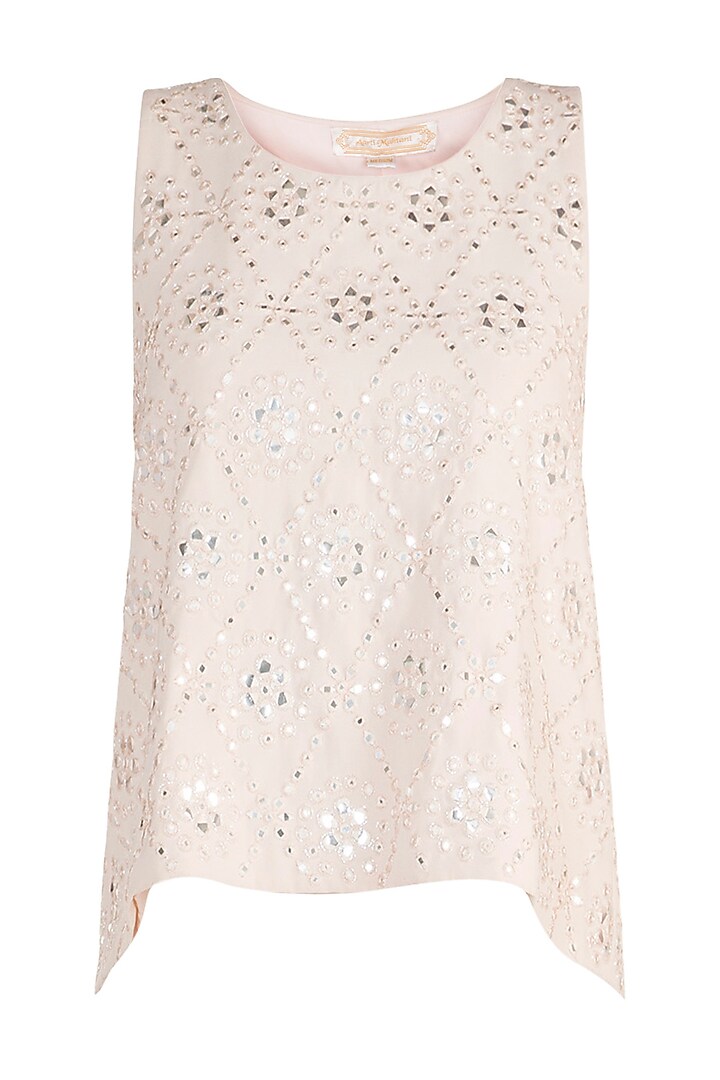 Pink Embellished Swing Top by Aarti Mahtani