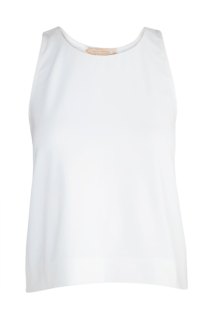 Ivory Mirror Embellished Swing Top by Aarti Mahtani