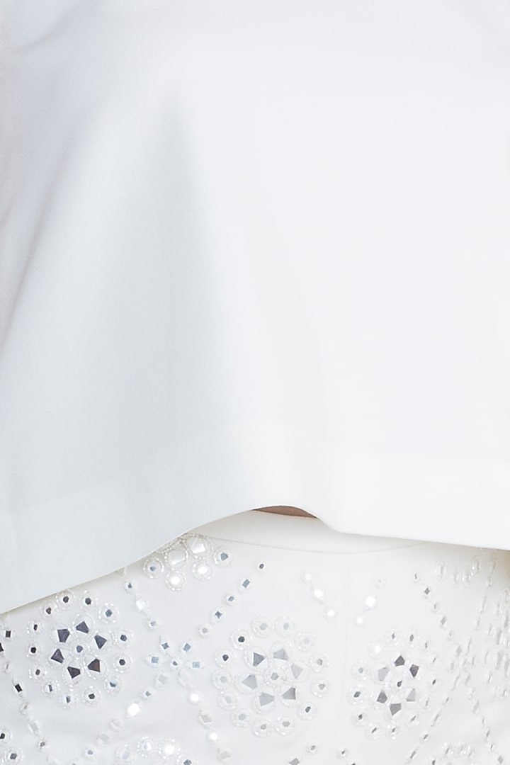 Ivory Mirror Embellished Swing Top by Aarti Mahtani at Pernia's Pop Up Shop