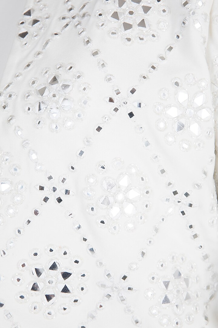 Ivory Mirror Embellished Jacket by Aarti Mahtani at Pernia's Pop Up Shop