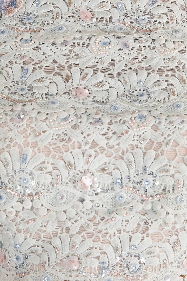 Icy Blue Embellished Cold-Shoulder Lehenga Set by Aarti Mahtani at Pernia's Pop Up Shop