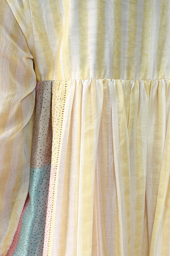 Ivory Chanderi Hand Block Printed Vacation Dress by AAMRASS at Pernia's Pop Up Shop