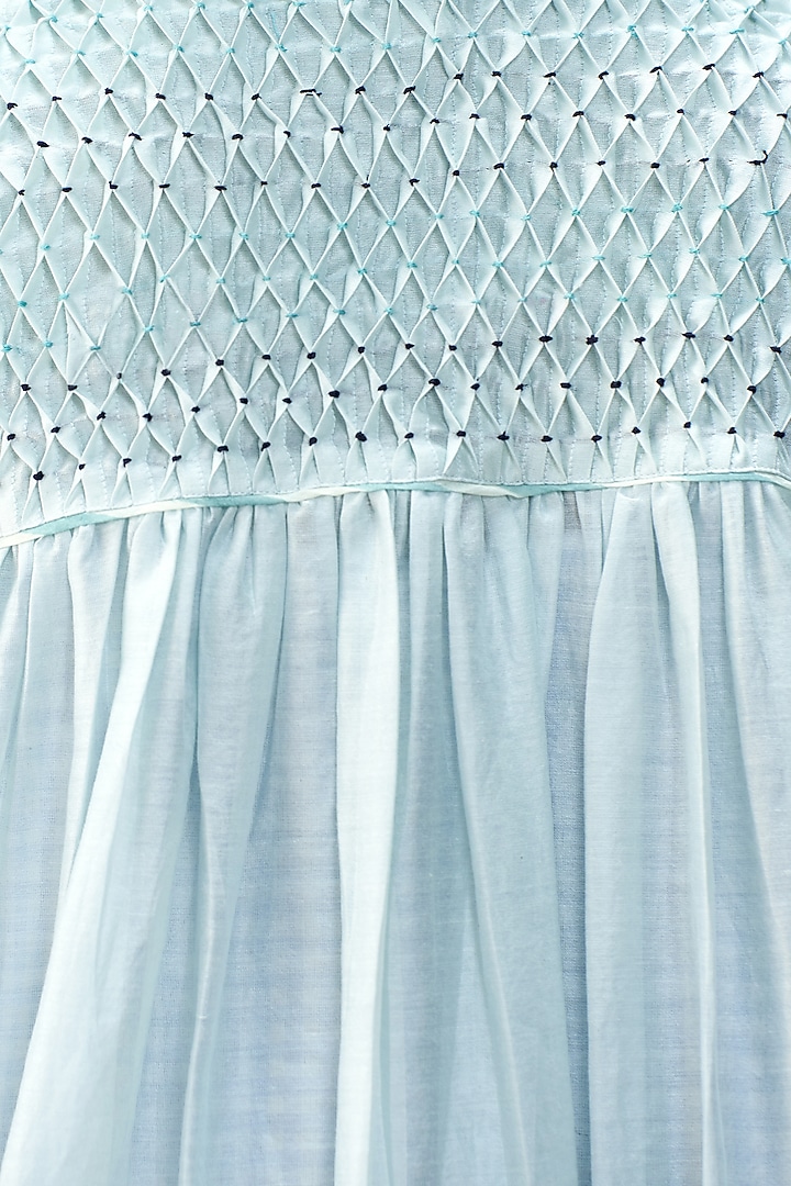 Sky Blue Mul Chanderi Kurta Set by AAMRASS at Pernia's Pop Up Shop