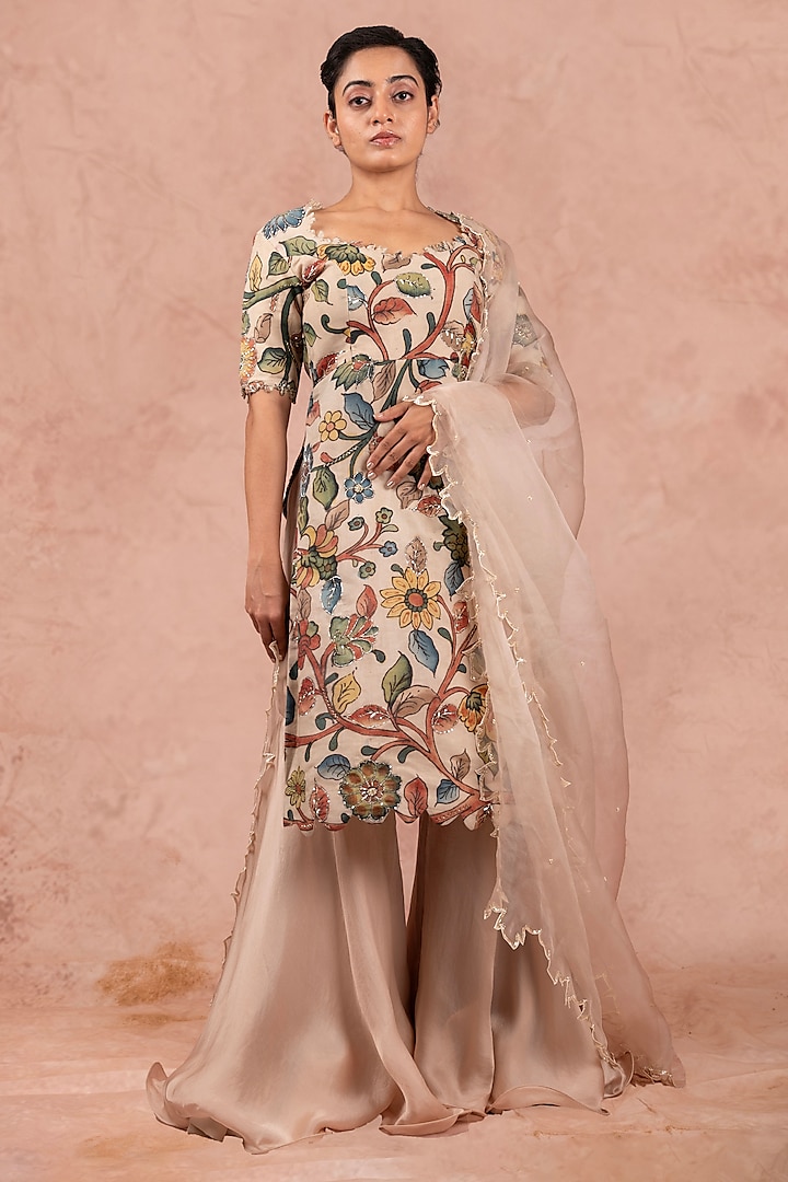 Ivory Silk Flared Wedding Sharara Set by AAMRA BY LAVANYA at Pernia's Pop Up Shop