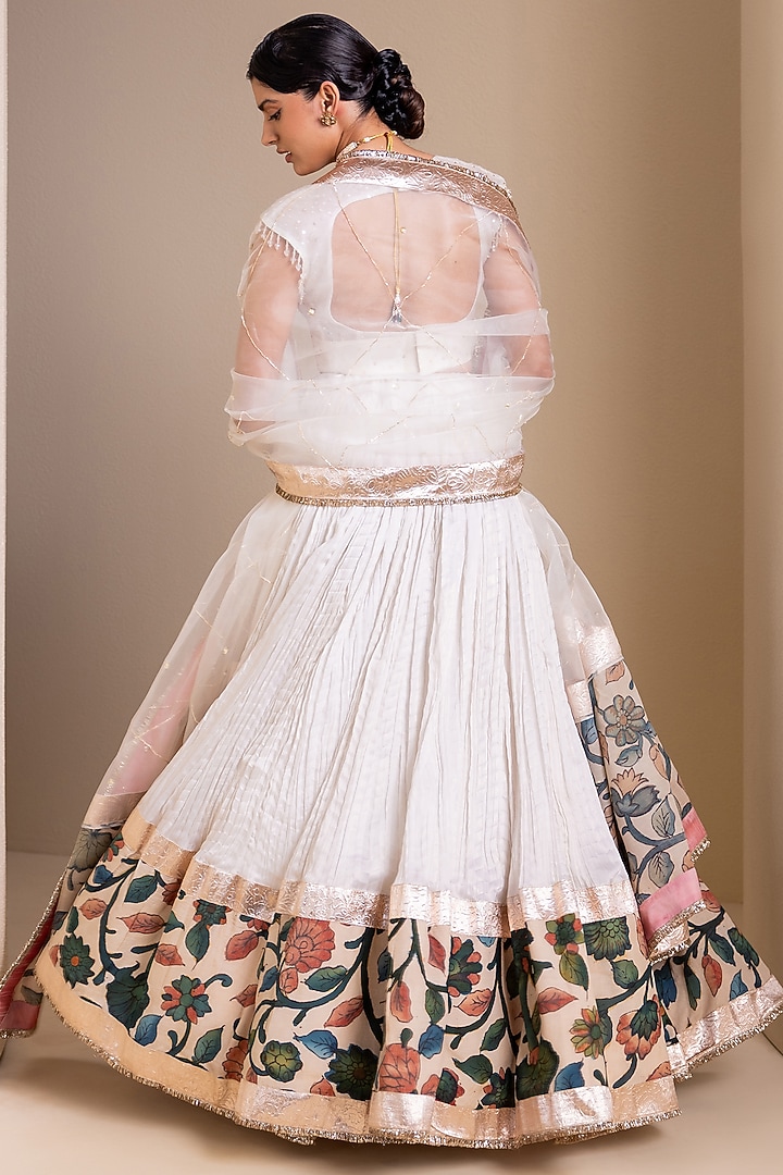 Ivory Silk Crushed Wedding Lehenga Set by AAMRA BY LAVANYA at Pernia's Pop Up Shop