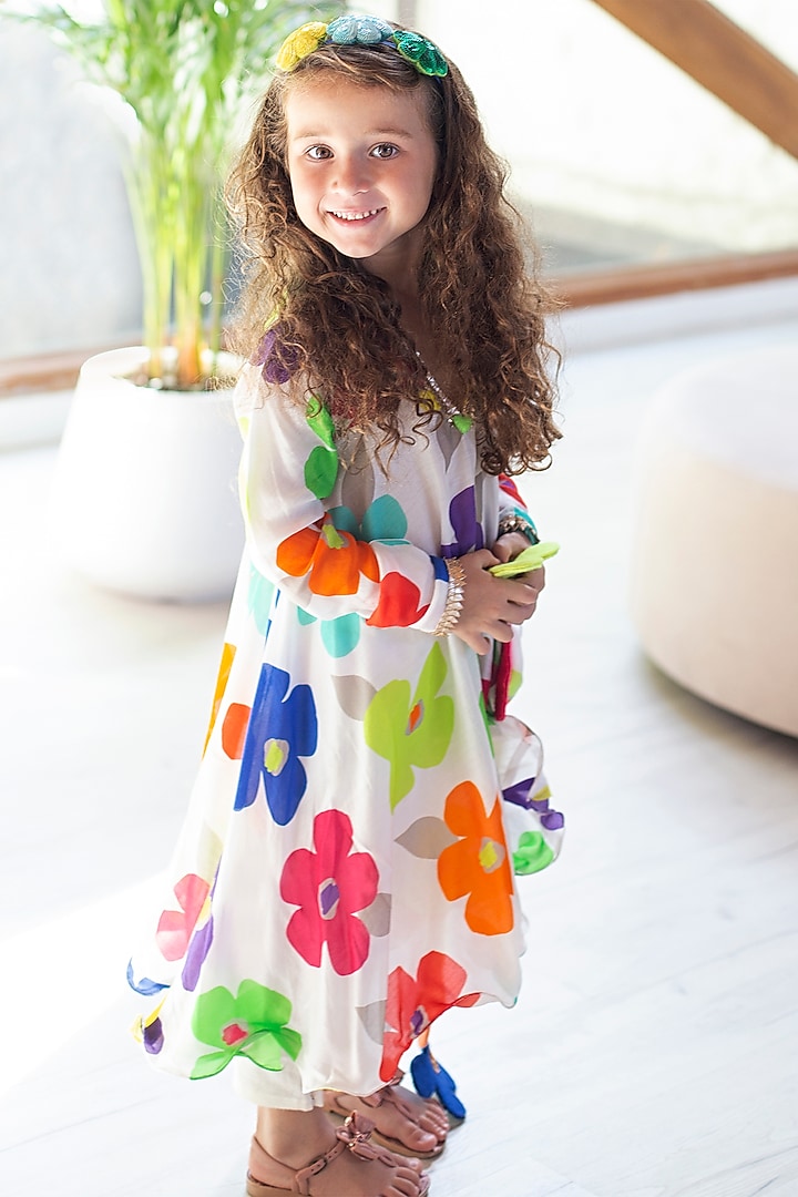 Multi-Colored Cotton & Cotton Silk Printed Anarkali Set For Girls by Anaario at Pernia's Pop Up Shop