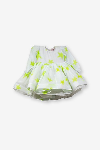Light Blue Organza Printed Dress For Girls by Anaario