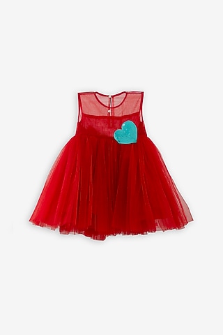 Red Net Dress For Girls by Anaario