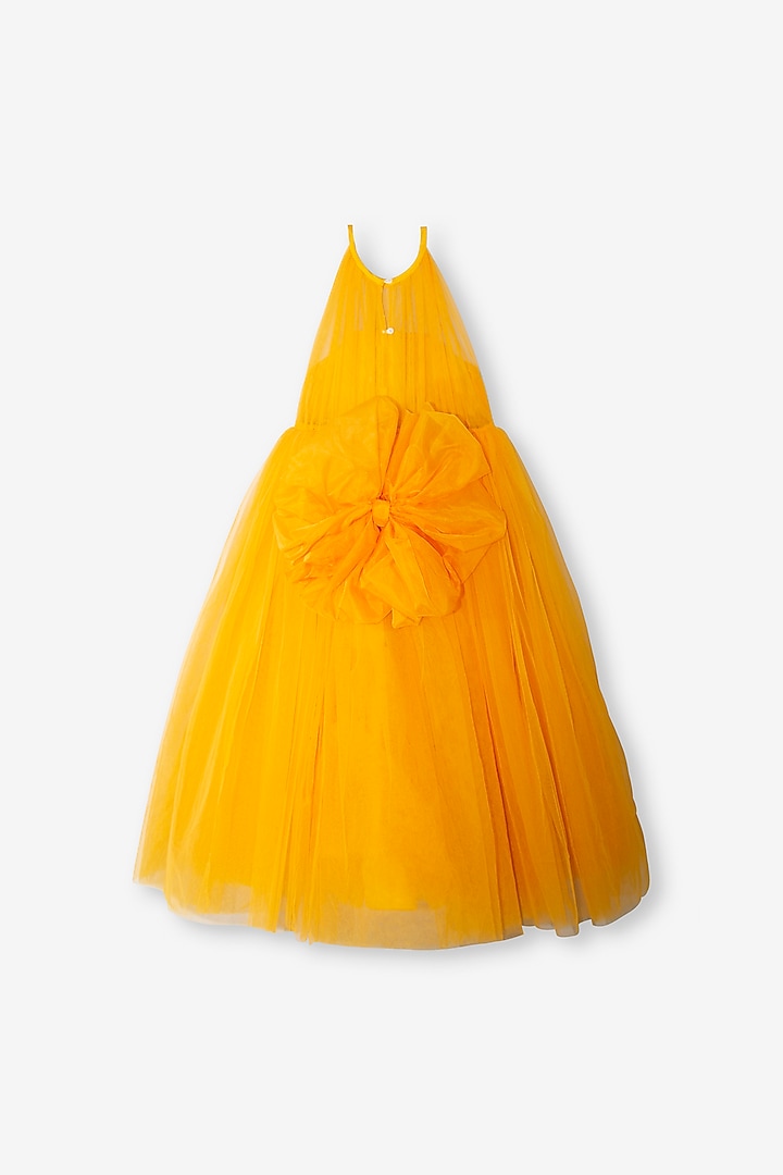 Orange Net Dress For Girls by Anaario at Pernia's Pop Up Shop