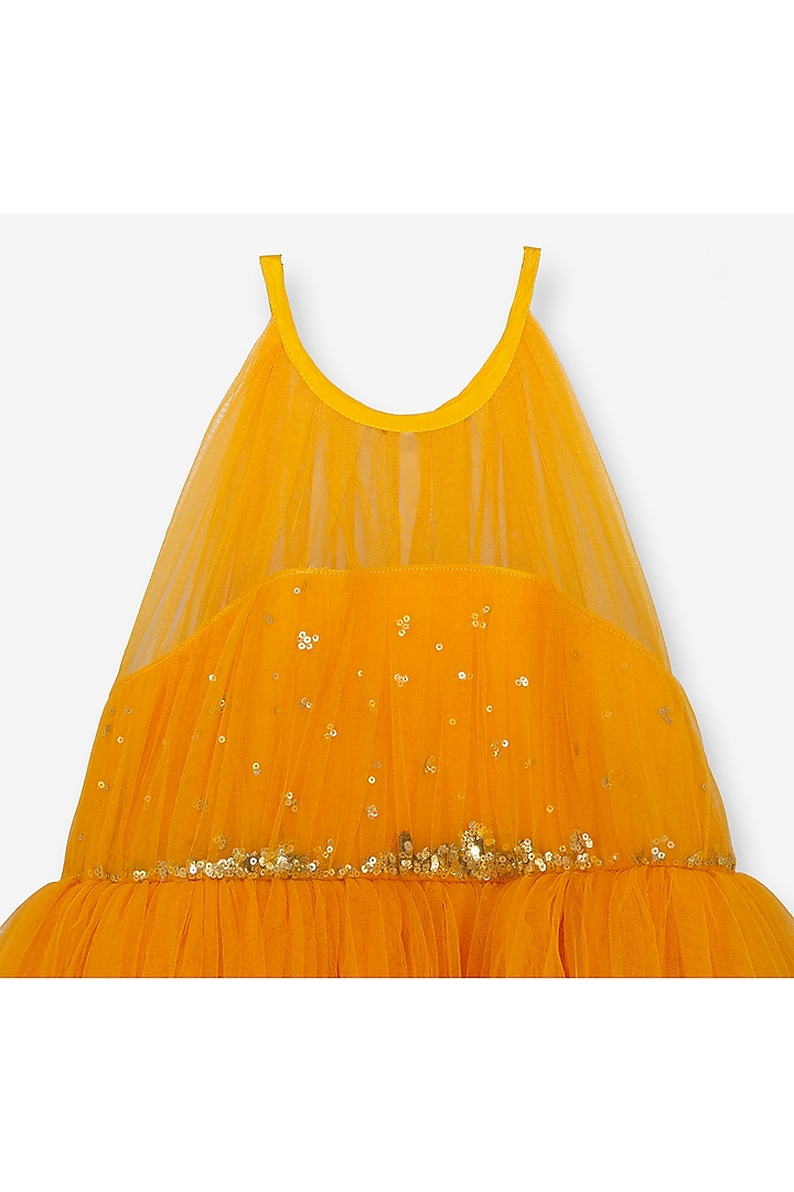 Orange Net Dress For Girls by Anaario at Pernia's Pop Up Shop