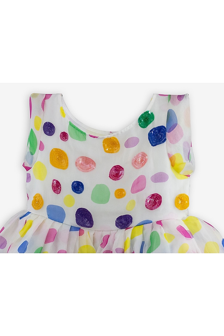 White Organza Printed Dress For Girls by Anaario at Pernia's Pop Up Shop