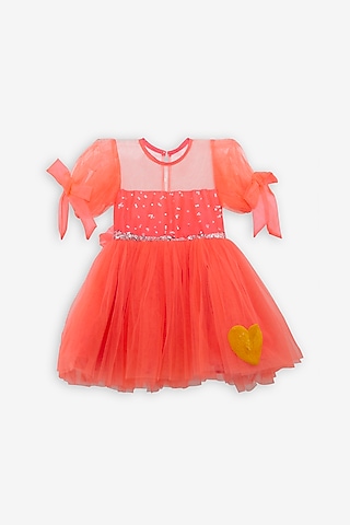 Pink Net Dress For Girls by Anaario