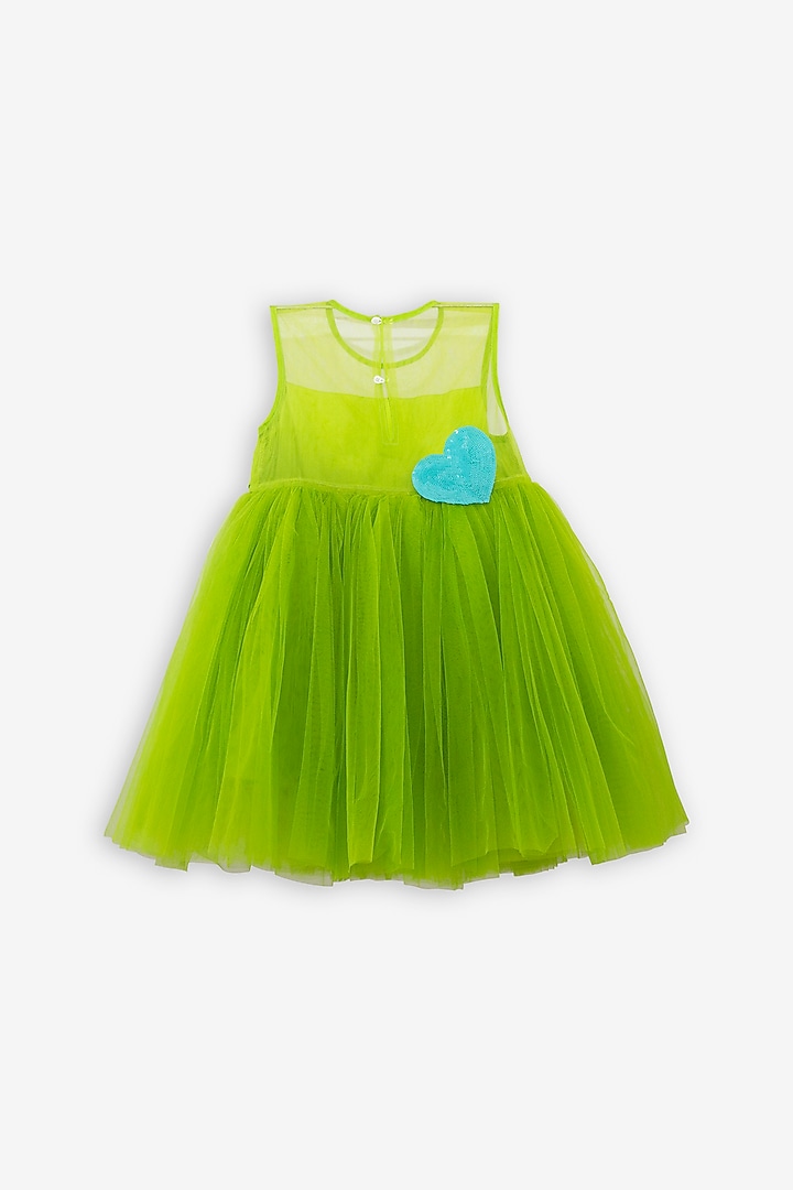 Green Net Dress For Girls by Anaario at Pernia's Pop Up Shop