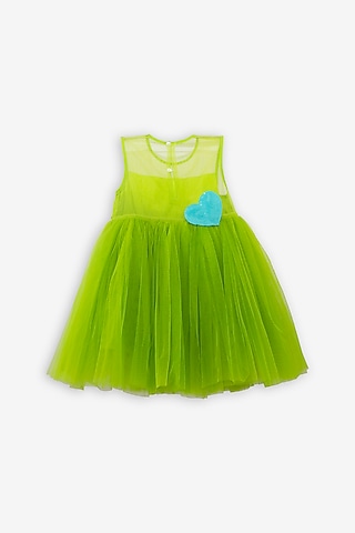Green Net Dress For Girls by Anaario
