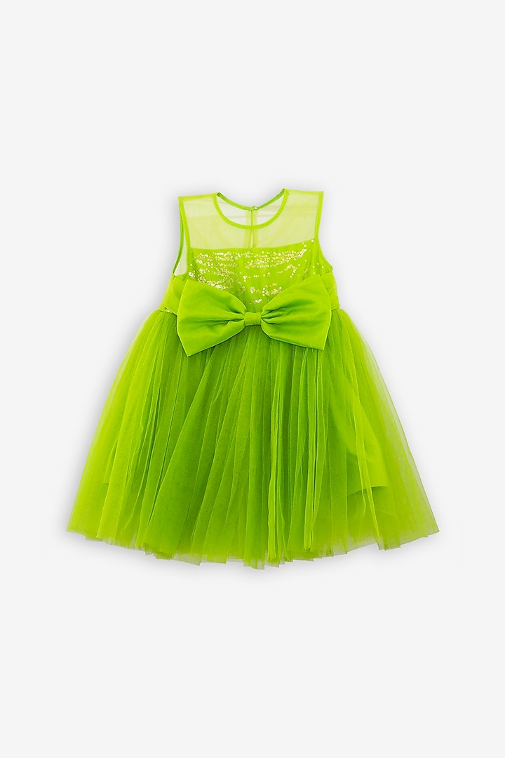 Green Net Dress For Girls by Anaario at Pernia's Pop Up Shop