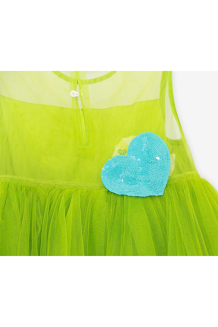 Green Net Dress For Girls by Anaario at Pernia's Pop Up Shop