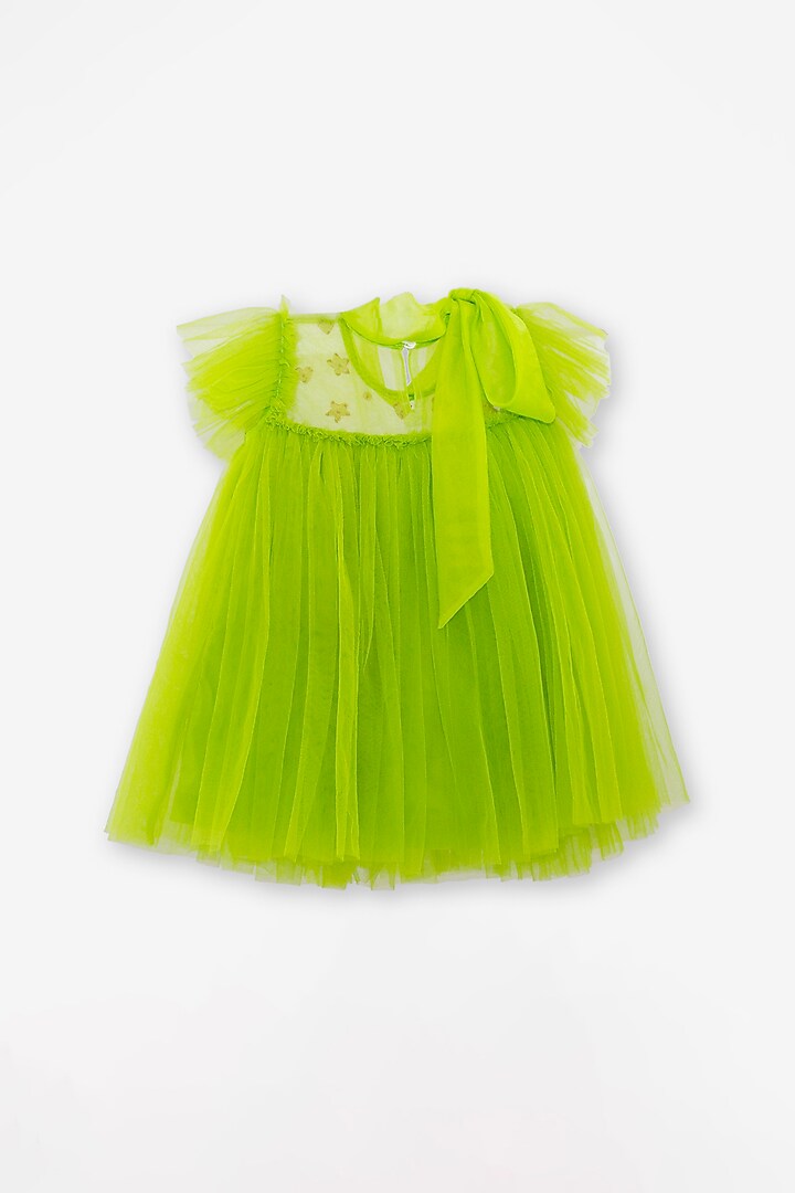 Green Net Dress For Girls by Anaario at Pernia's Pop Up Shop