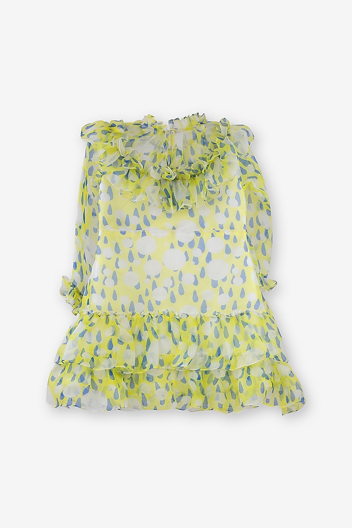 White Organza Printed Dress For Girls by Anaario at Pernia's Pop Up Shop