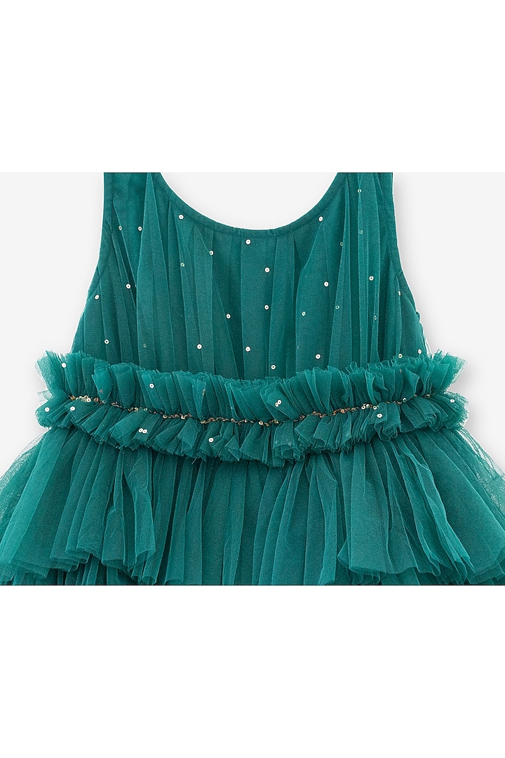 Dark Green Net Dress For Girls by Anaario at Pernia's Pop Up Shop