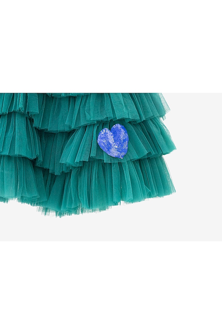 Dark Green Net Dress For Girls by Anaario at Pernia's Pop Up Shop