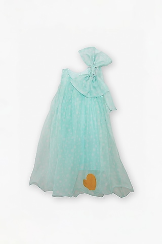 Aqua Blue Organza Dress For Girls by Anaario