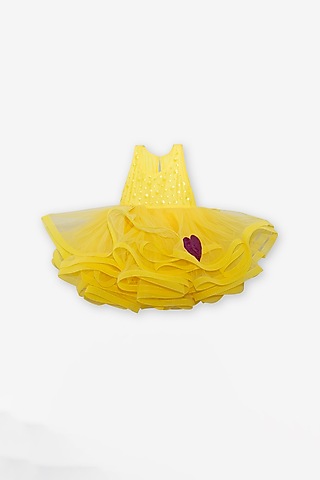 Yellow Net Dress For Girls by Anaario