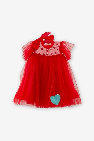 Red Net Dress For Girls by Anaario