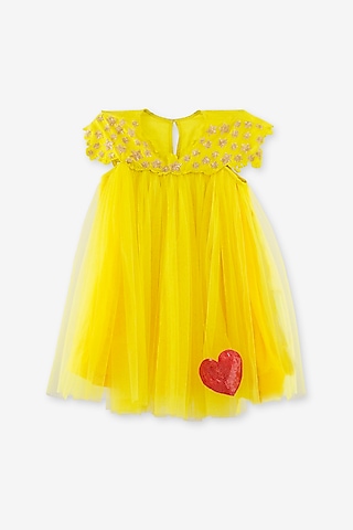 Yellow Net Dress For Girls by Anaario