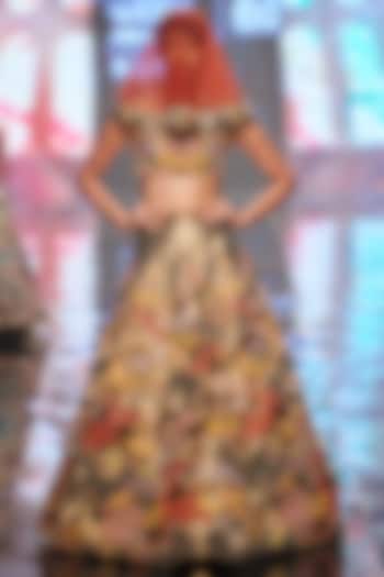 Gold Printed & Embellished Bridal Lehenga Set by Aisha Rao at Pernia's Pop Up Shop