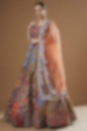 Multi-Colored Organza Printed & Embellished Bridal Lehenga Set by Aisha Rao at Pernia's Pop Up Shop