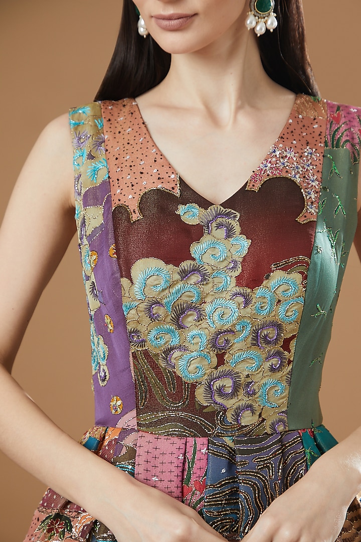 Multi-Colored Trencadis Organza Printed & Embellished Wedding Gown by Aisha Rao at Pernia's Pop Up Shop