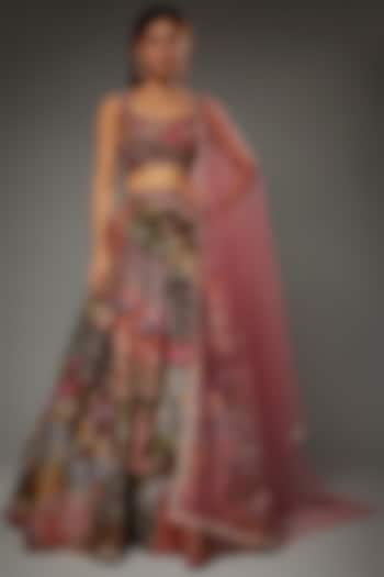 Multi-Colored Indian Organza Printed & Embellished Bridal Lehenga Set by Aisha Rao at Pernia's Pop Up Shop