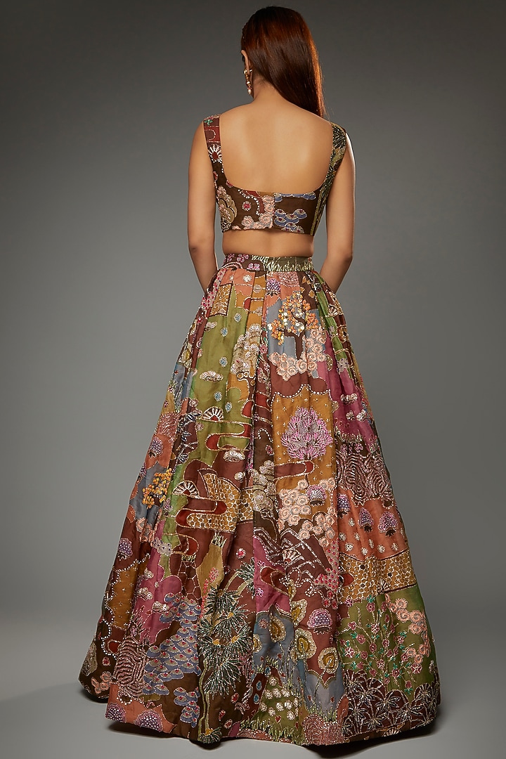 Multi-Colored Indian Organza Printed & Embellished Bridal Lehenga Set by Aisha Rao at Pernia's Pop Up Shop
