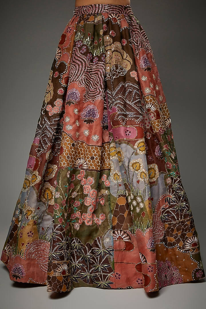 Multi-Colored Indian Organza Printed & Embellished Bridal Lehenga Set by Aisha Rao at Pernia's Pop Up Shop
