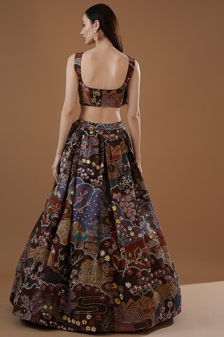 Multi-Colored Indian Organza Printed & Embellished Bridal Lehenga Set by Aisha Rao at Pernia's Pop Up Shop