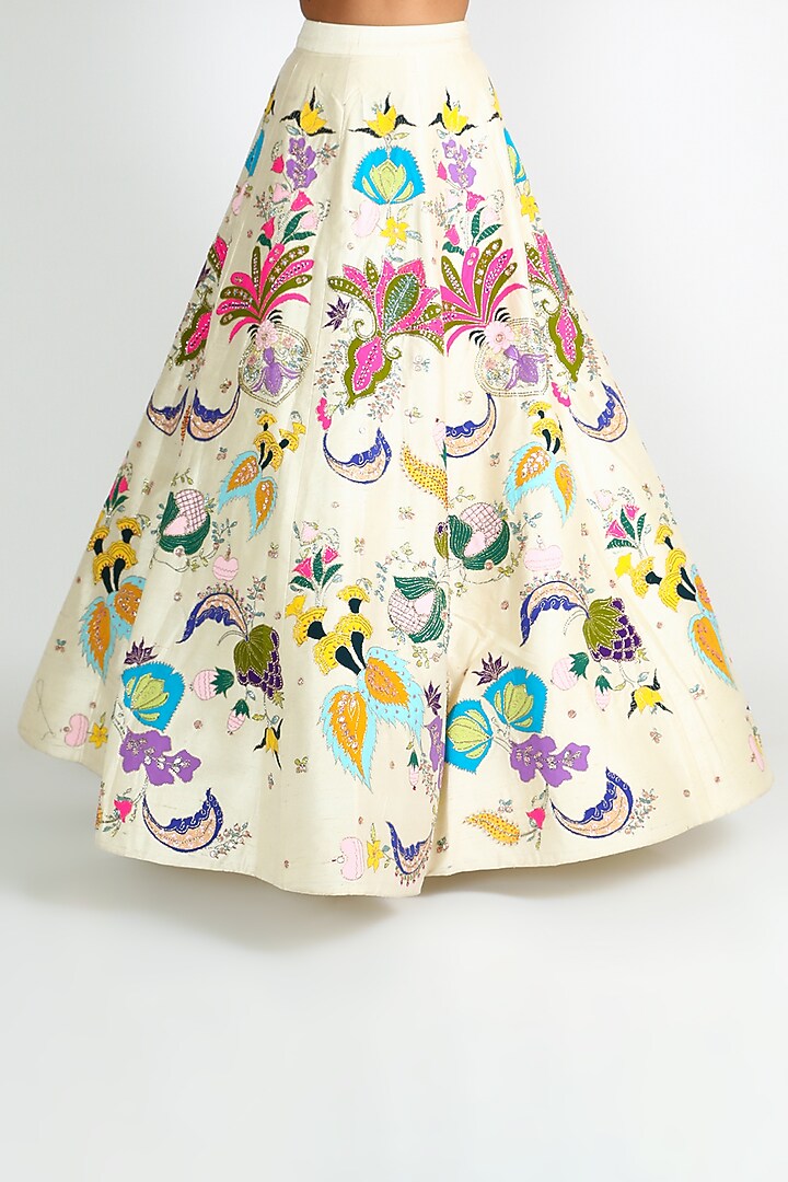Ivory Printed & Hand Embellished Bridal Lehenga Set by Aisha Rao at Pernia's Pop Up Shop