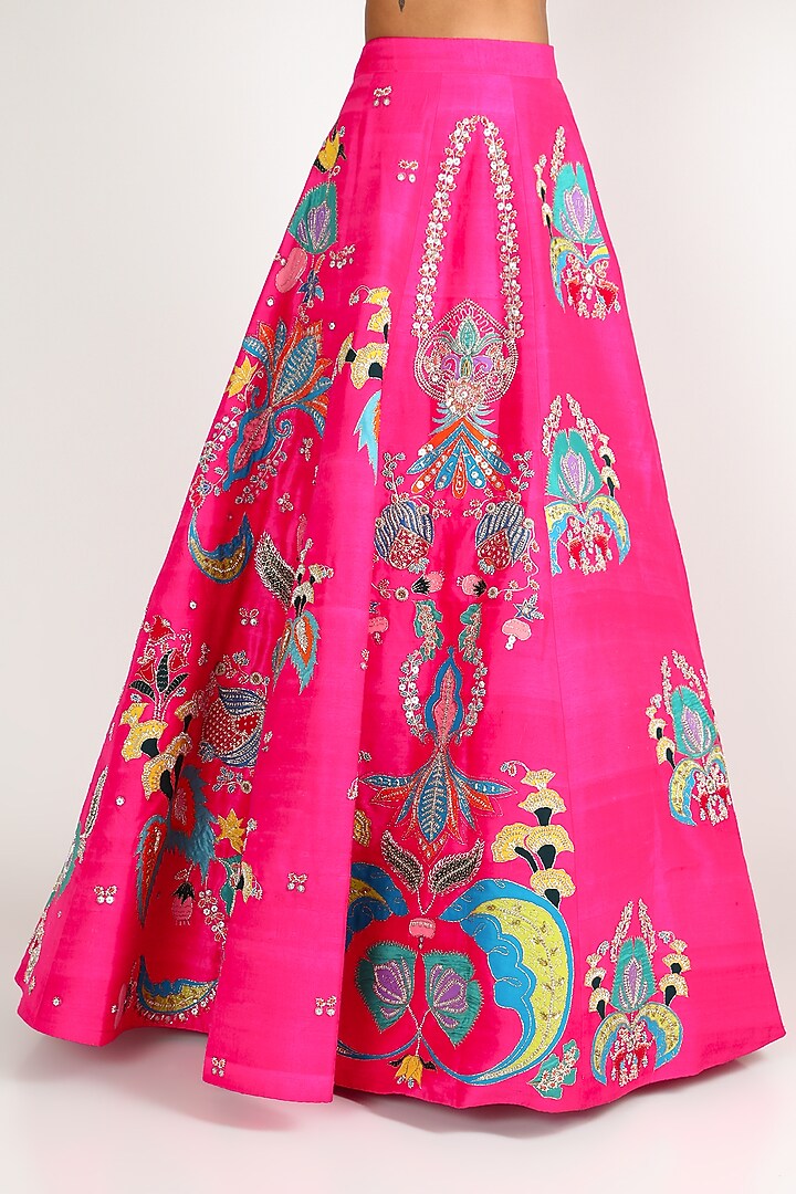 Pink Embroidered Bridal Lehenga Set by Aisha Rao at Pernia's Pop Up Shop