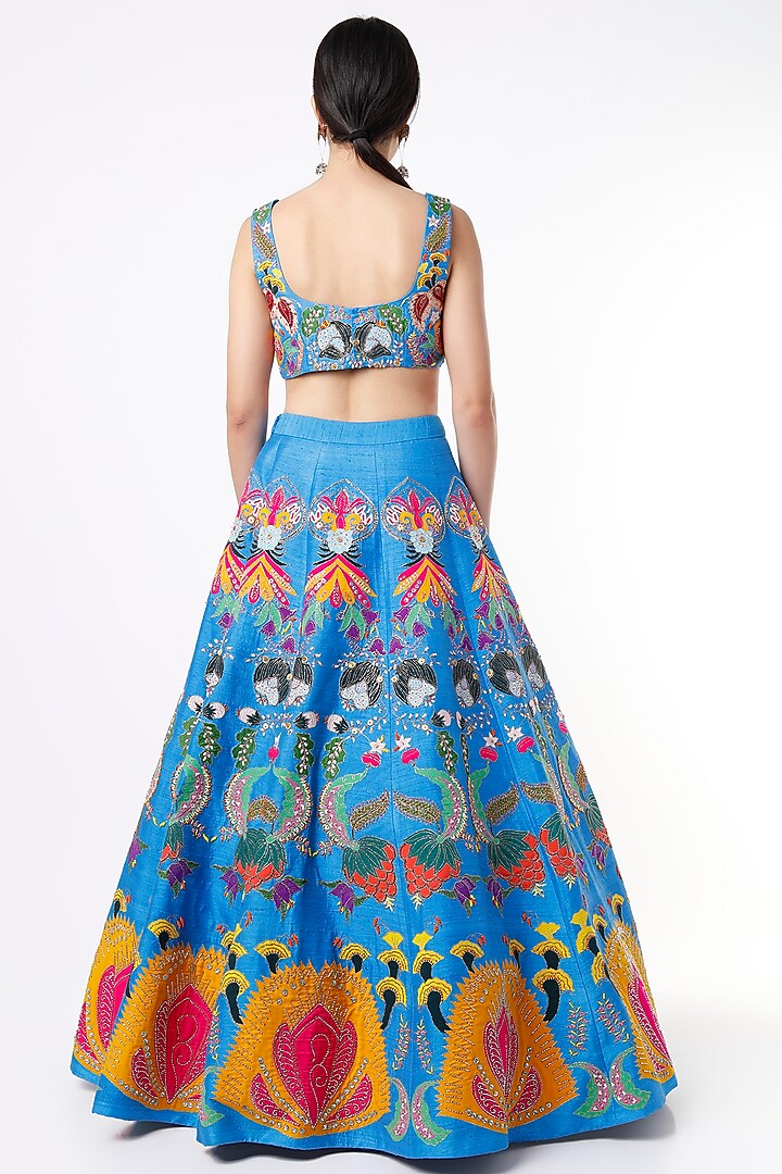 Heroic Blue Embellished Bridal Lehenga Set by Aisha Rao at Pernia's Pop Up Shop