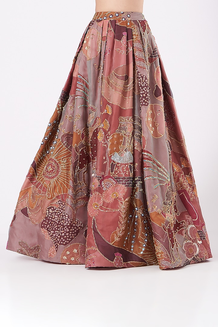 Peach Printed & Embroidered Bridal Lehenga Set by Aisha Rao at Pernia's Pop Up Shop