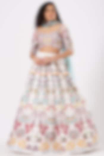 Ivory Applique Embellished Bridal lehenga for 22 Lehenga Set by Aisha Rao at Pernia's Pop Up Shop