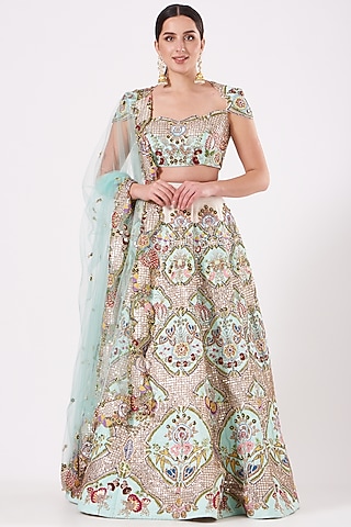 Ivory Embellished Kalidar Lehenga Set by Aisha Rao