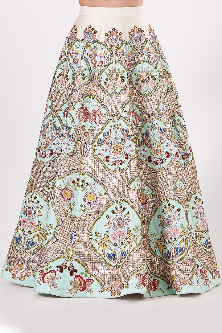 Ivory Embellished Kalidar Bridal Lehenga Set by Aisha Rao at Pernia's Pop Up Shop