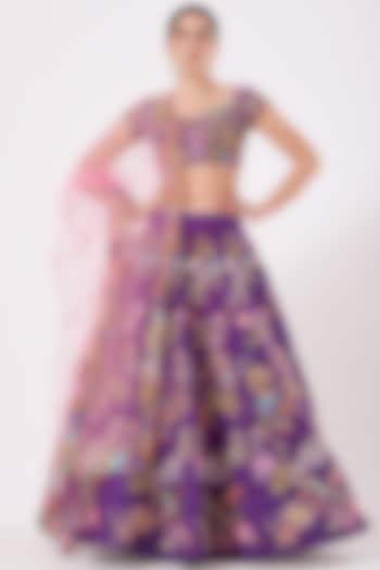 Cadmium Violet Embellished Bridal lehenga for 22 Lehenga Set by Aisha Rao at Pernia's Pop Up Shop