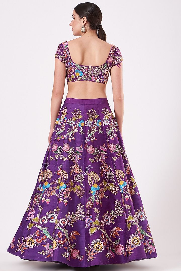 Cadmium Violet Embellished Bridal Lehenga Set by Aisha Rao at Pernia's Pop Up Shop