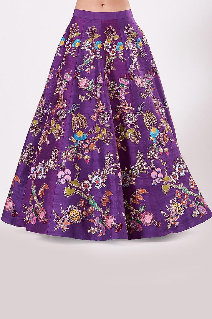 Cadmium Violet Embellished Bridal Lehenga Set by Aisha Rao at Pernia's Pop Up Shop