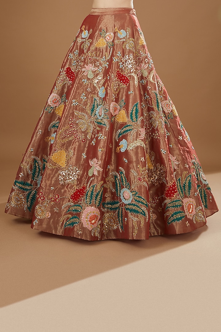 Pink Tissue Embellished Bridal Lehenga Set by Aisha Rao at Pernia's Pop Up Shop