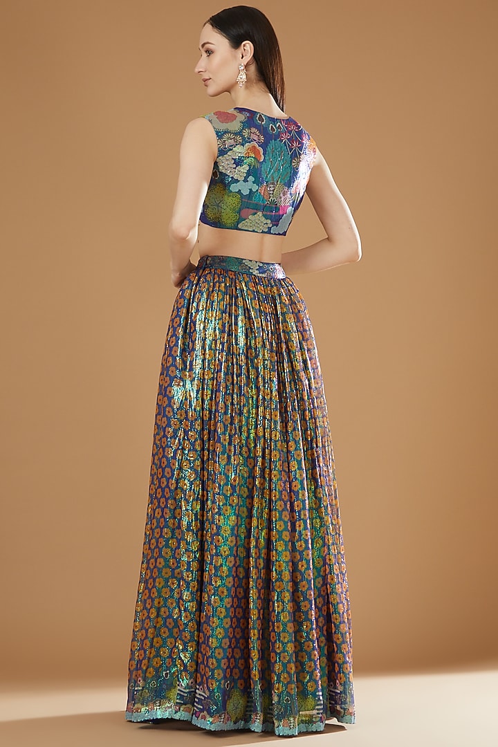 Multi-Colored Organza Printed Wedding Lehenga Set by Aisha Rao at Pernia's Pop Up Shop