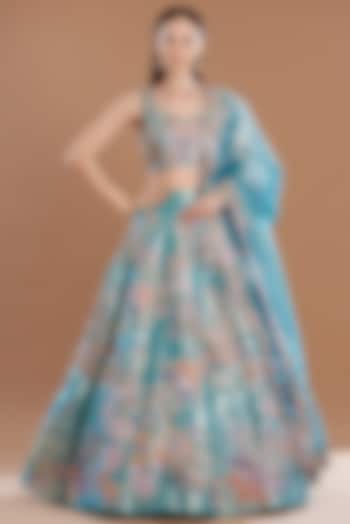 Avatar Blue Tissue Embellished Bridal lehenga for 22 Lehenga Set by Aisha Rao at Pernia's Pop Up Shop