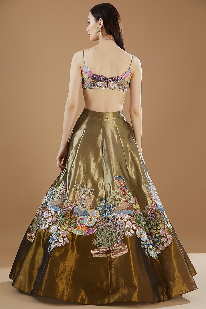 Copper & Gold Tissue Embellished Bridal Lehenga Set by Aisha Rao at Pernia's Pop Up Shop