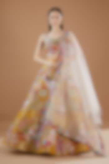 Yellow Tissue Embellished Bridal Lehenga Set by Aisha Rao at Pernia's Pop Up Shop